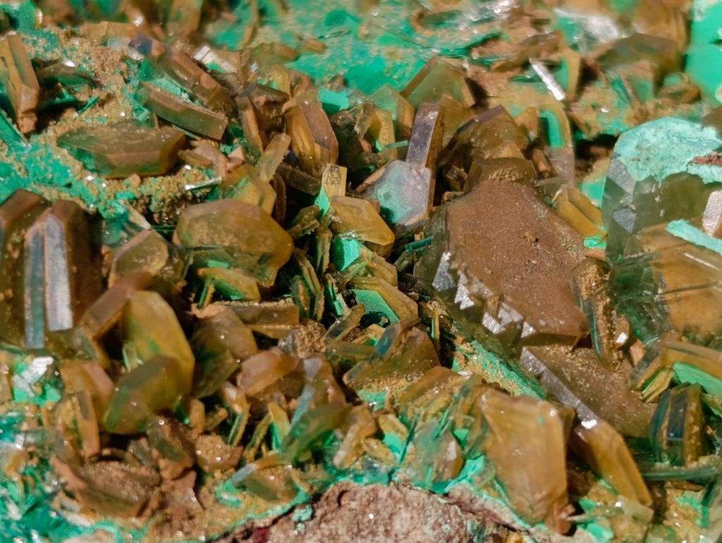 Natural Cabinet Sized Rare Bladed Barite with Malachite Specimens x 2 From Shangulowé Mine, Congo - Toprock Gemstones and Minerals 