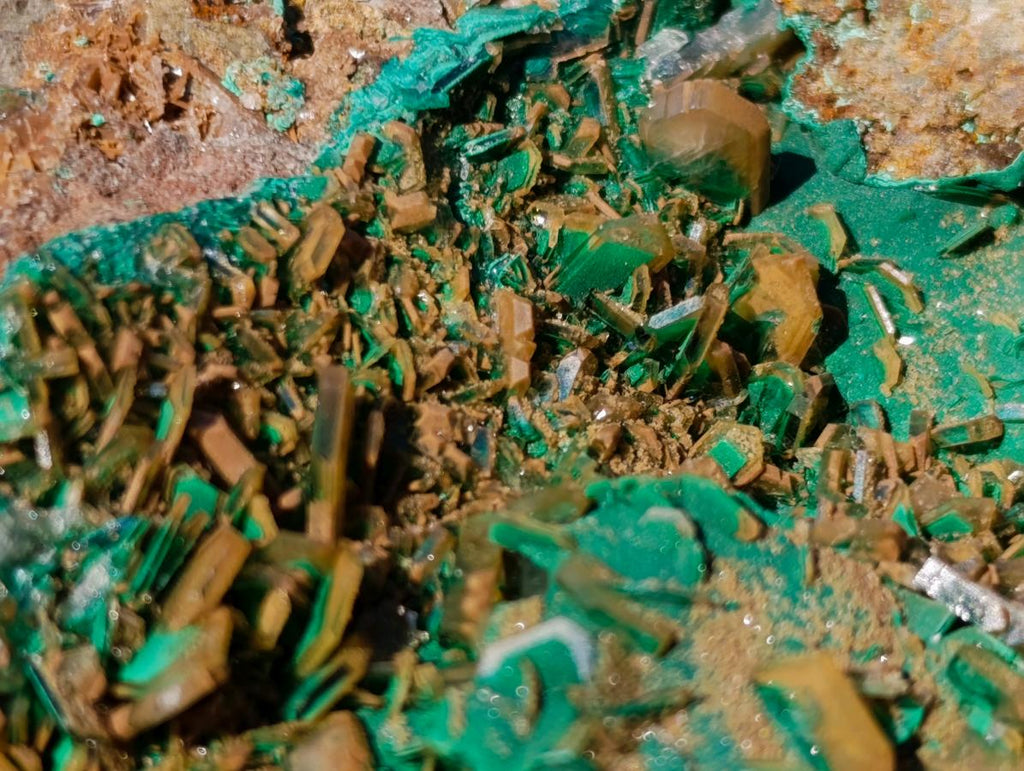 Natural Cabinet Sized Rare Bladed Barite with Malachite Specimens x 2 From Shangulowé Mine, Congo - Toprock Gemstones and Minerals 