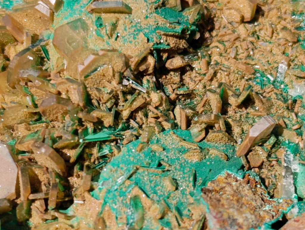 Natural Cabinet Sized Rare Bladed Barite with Malachite Specimens x 2 From Shangulowé Mine, Congo - Toprock Gemstones and Minerals 