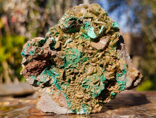 Natural Cabinet Sized Rare Bladed Barite with Malachite Specimens x 2 From Shangulowé Mine, Congo - Toprock Gemstones and Minerals 