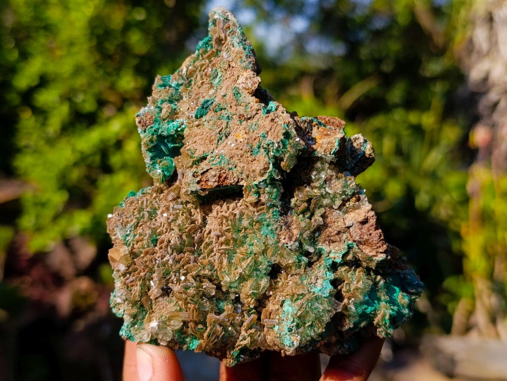 Natural Cabinet Sized Rare Bladed Barite with Malachite Specimens x 2 From Shangulowé Mine, Congo - Toprock Gemstones and Minerals 