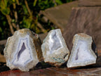 Polished On One Side Blue Lace Agate Geodes x 12 From Nsanje, Malawi - Toprock Gemstones and Minerals 