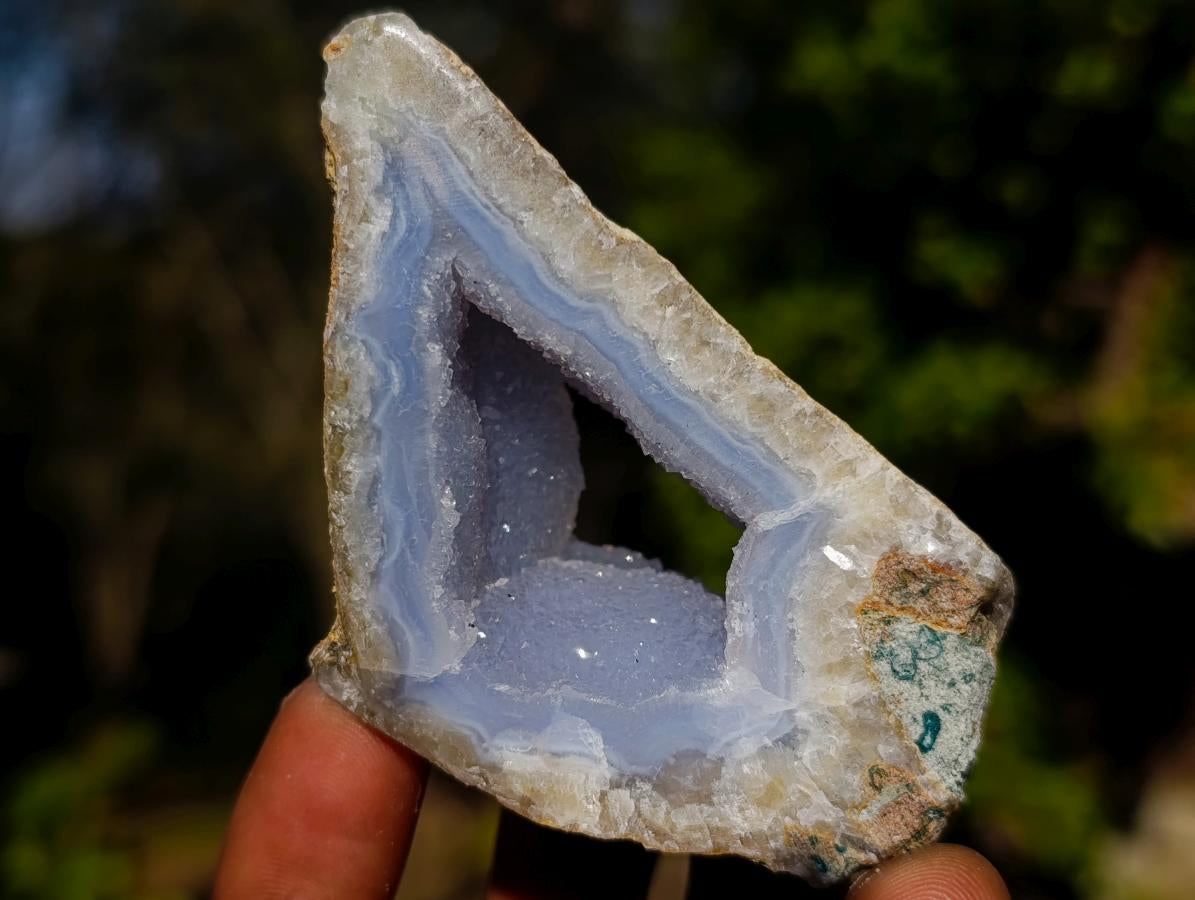Polished On One Side Blue Lace Agate Geodes x 12 From Nsanje, Malawi - Toprock Gemstones and Minerals 