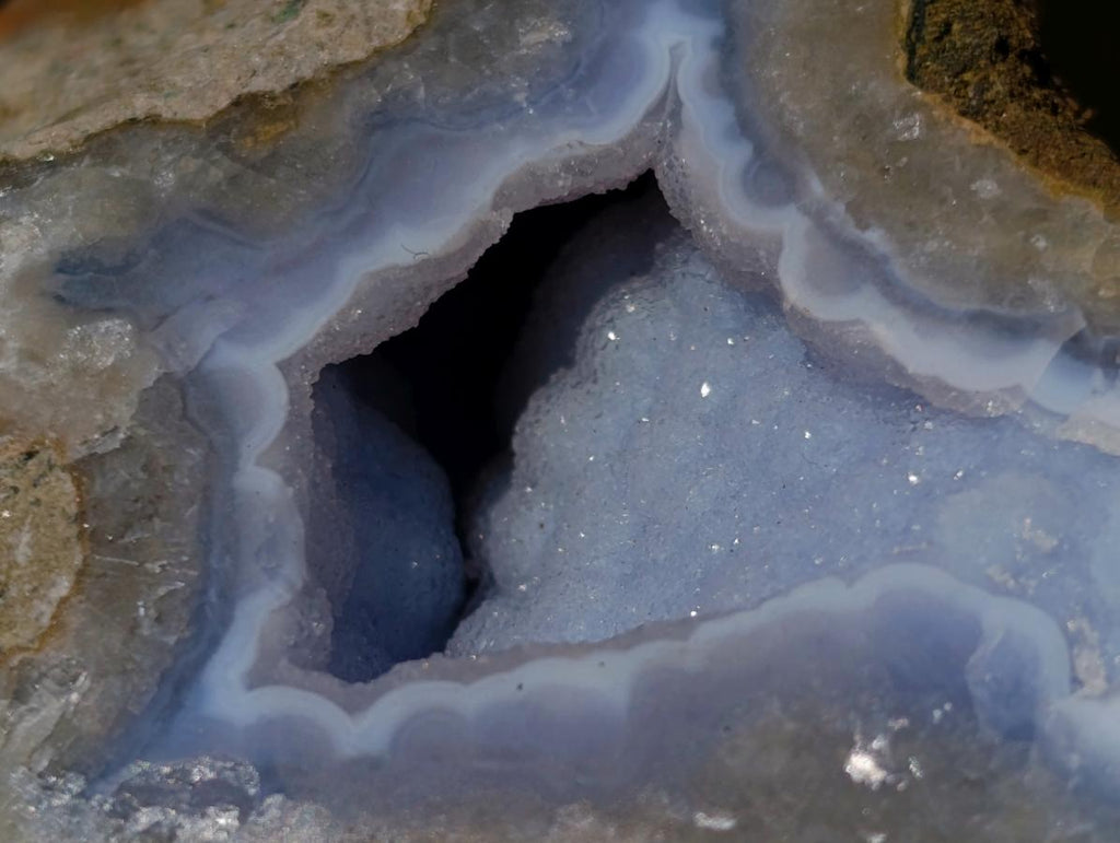 Polished On One Side Blue Lace Agate Geodes x 12 From Nsanje, Malawi - Toprock Gemstones and Minerals 