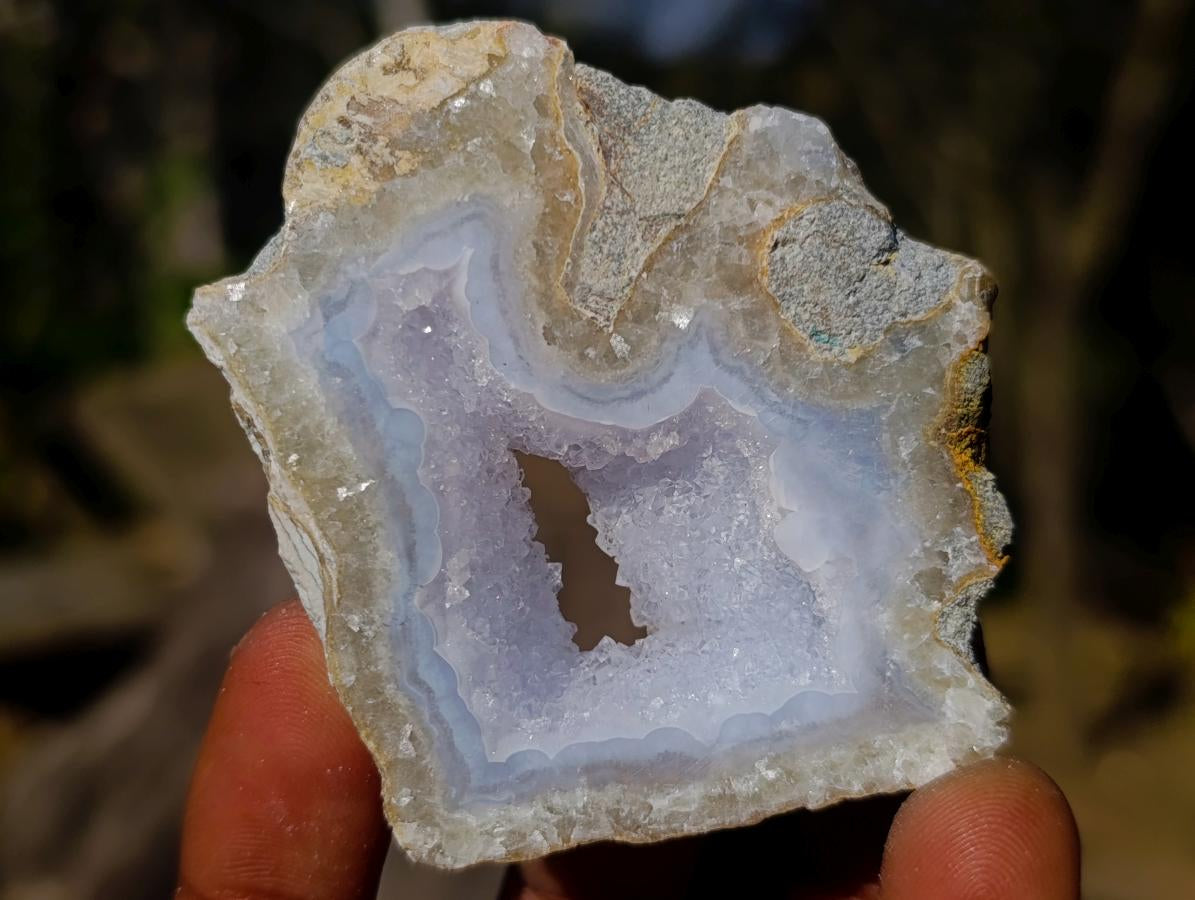 Polished On One Side Blue Lace Agate Geodes x 12 From Nsanje, Malawi - Toprock Gemstones and Minerals 