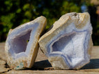 Polished On One Side Blue Lace Agate Geodes x 12 From Nsanje, Malawi - Toprock Gemstones and Minerals 
