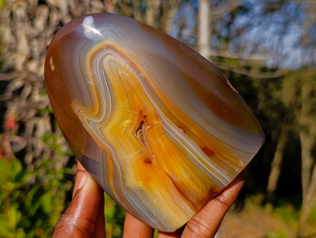 Polished Banded Agate Display Crystals x 3 From Madagascar - Toprock Gemstones and Minerals 