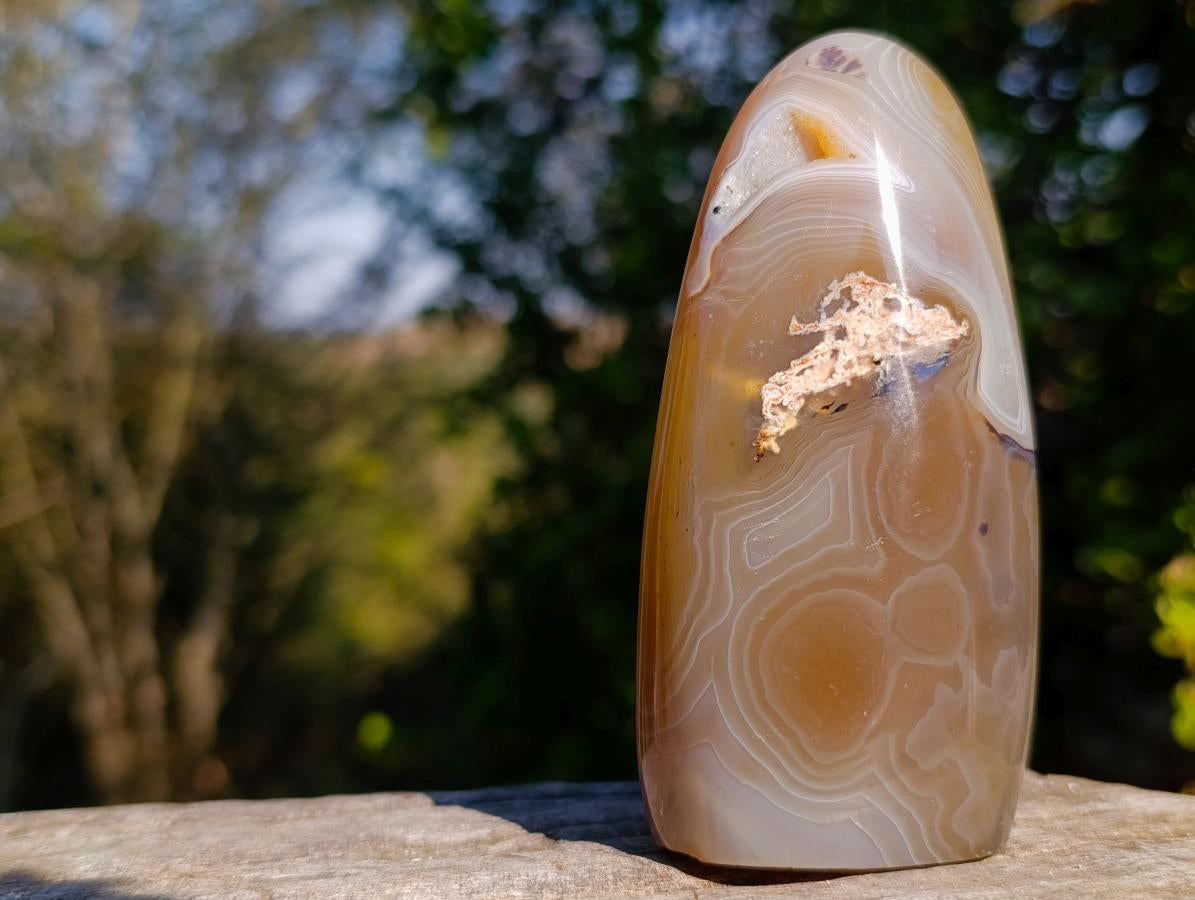 Polished Banded Agate Display Crystals x 3 From Madagascar - Toprock Gemstones and Minerals 