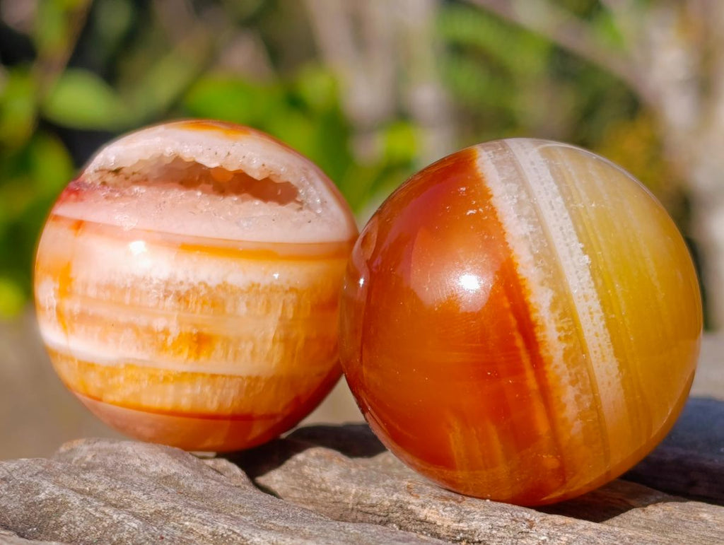 Polished Small Carnelian Agate Gemstone Spheres x 20 From Madagascar - Toprock Gemstones and Minerals 