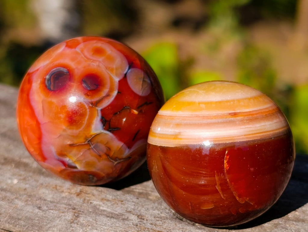 Polished Small Carnelian Agate Gemstone Spheres x 20 From Madagascar - Toprock Gemstones and Minerals 