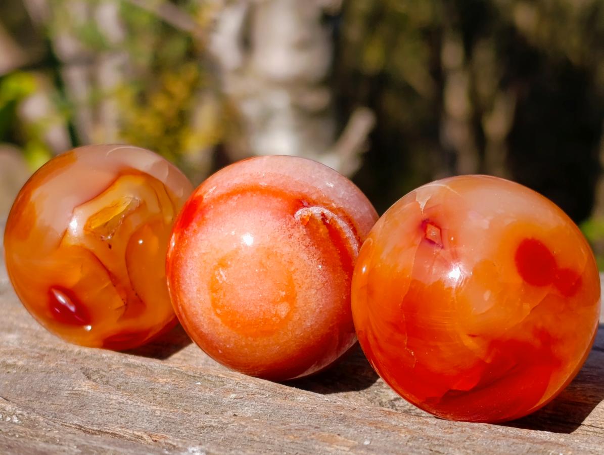 Polished Small Carnelian Agate Gemstone Spheres x 20 From Madagascar - Toprock Gemstones and Minerals 