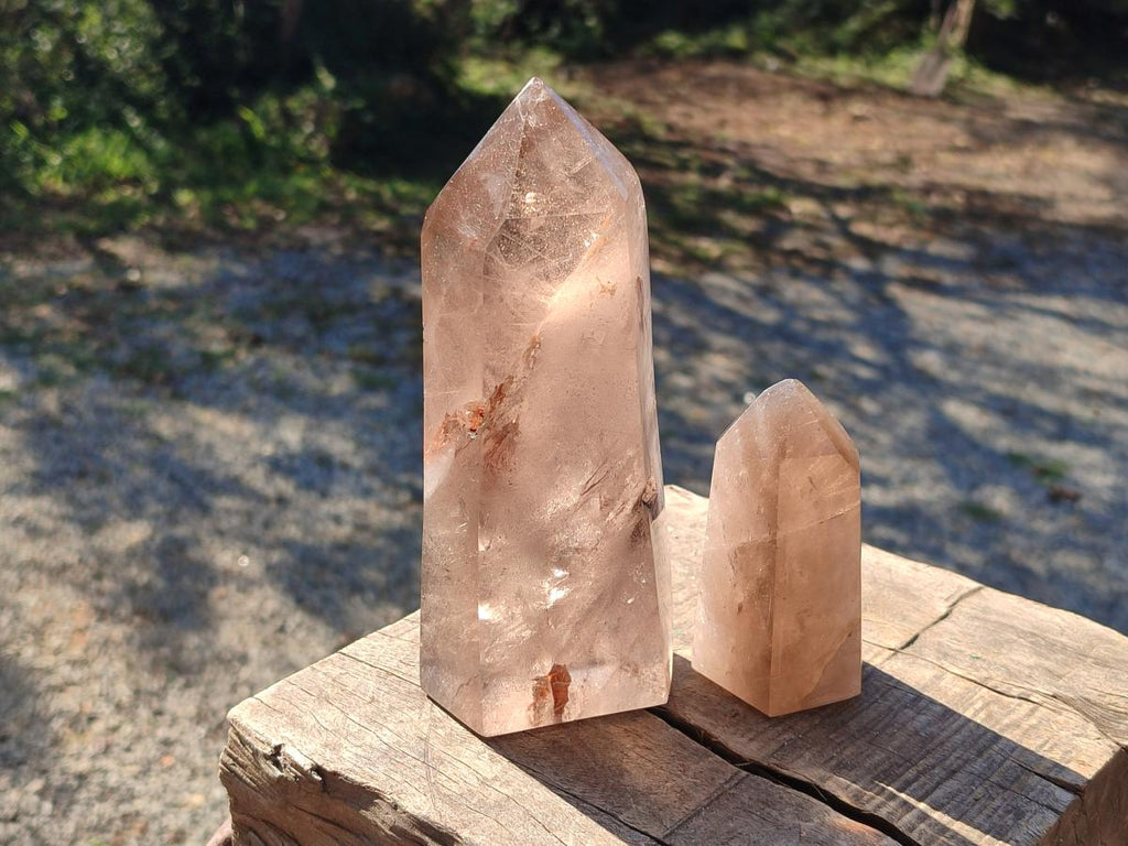 Polished Smokey Quartz Standing Display Crystals x 2 From Madagascar - Toprock Gemstones and Minerals 