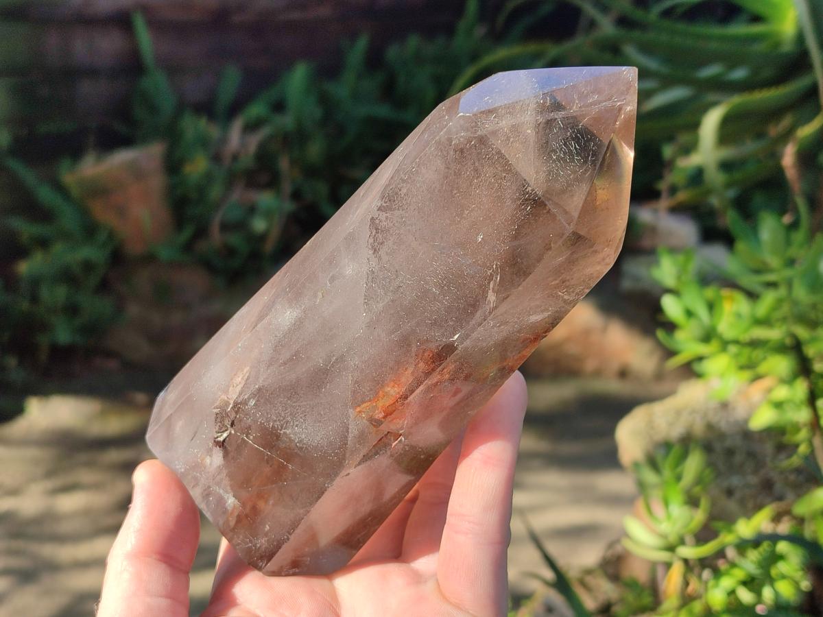 Polished Smokey Quartz Standing Display Crystals x 2 From Madagascar - Toprock Gemstones and Minerals 