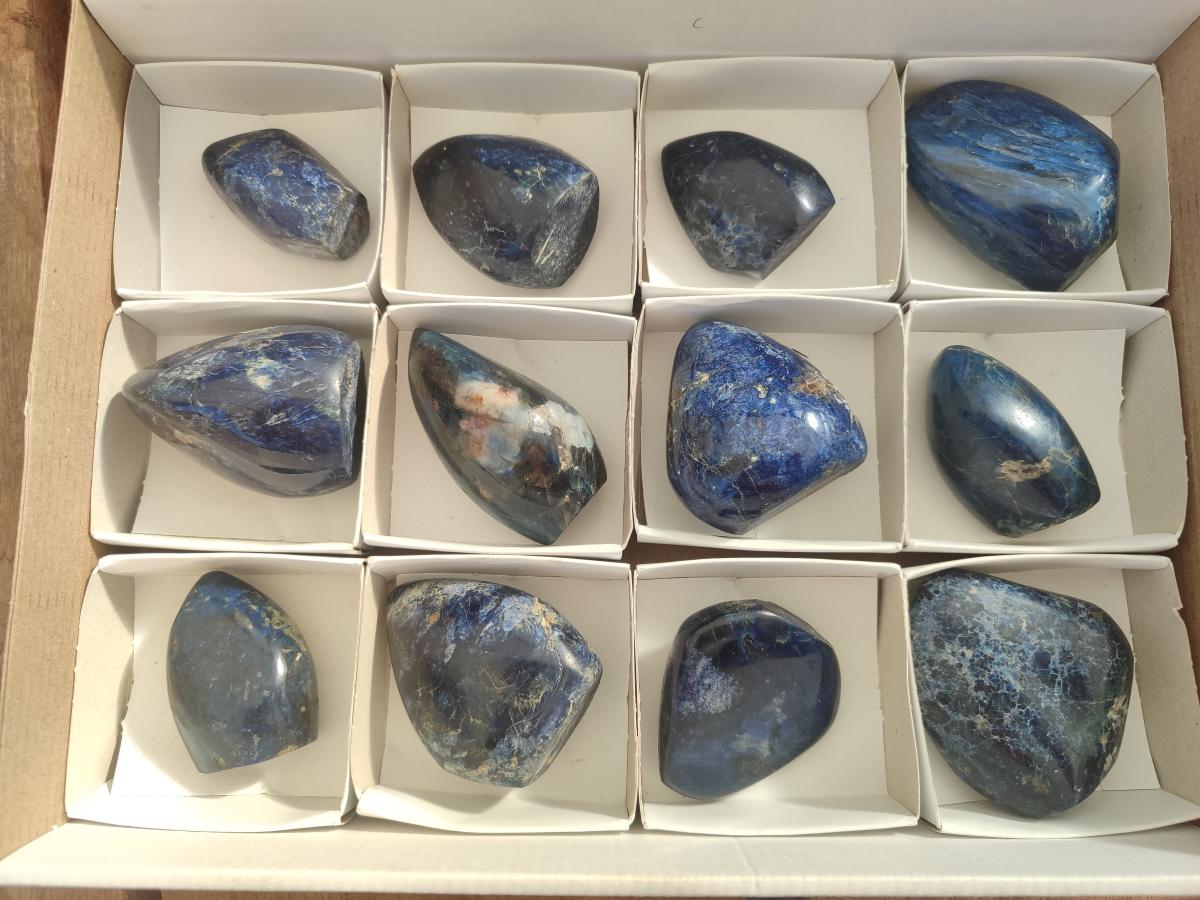 Polished Dumortierite Standing Display Pieces x 12 From Madagascar - Toprock Gemstones and Minerals 