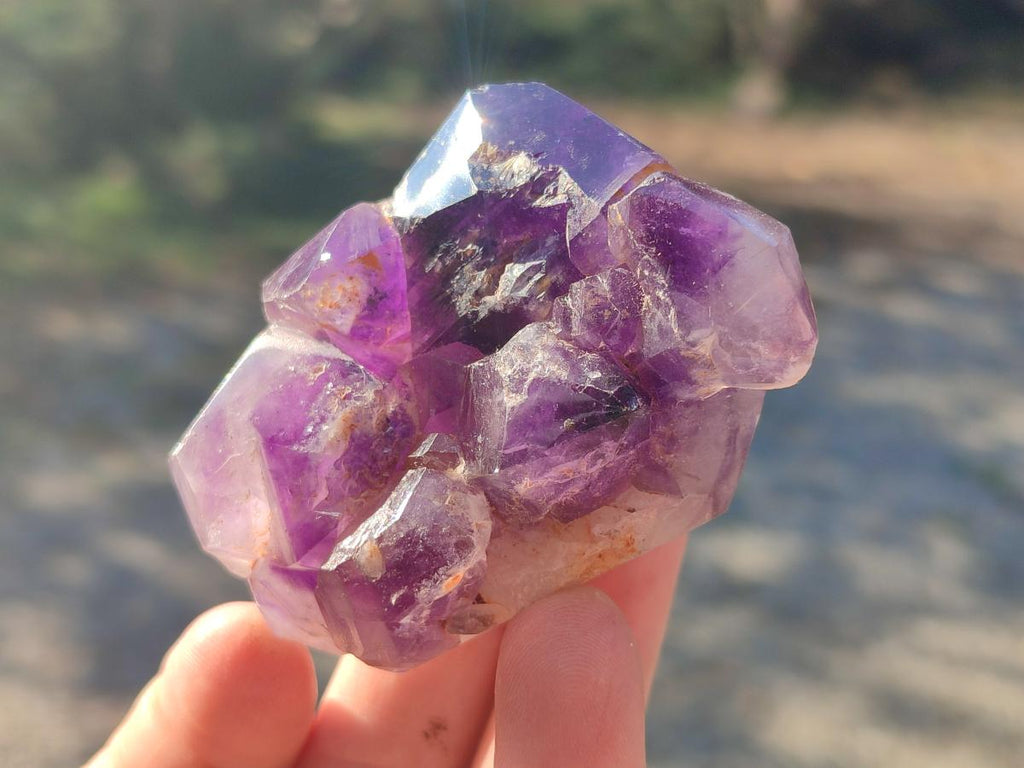 Polished Cascading Skeletal Smokey Window Amethyst Crystals x 4 From Akansobe, Madagascar - Toprock Gemstones and Minerals 