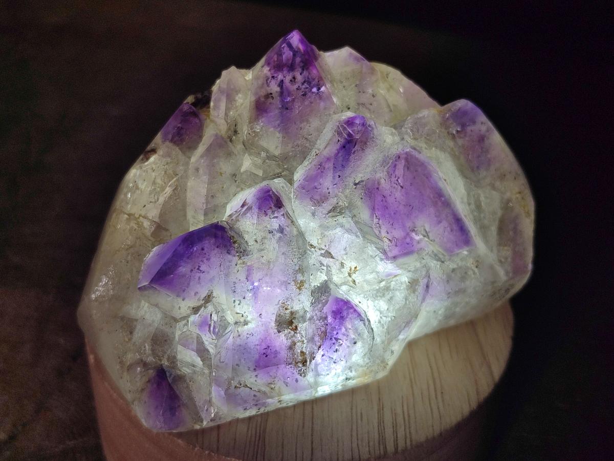 Polished Cascading Skeletal Smokey Window Amethyst Crystals x 4 From Akansobe, Madagascar - Toprock Gemstones and Minerals 
