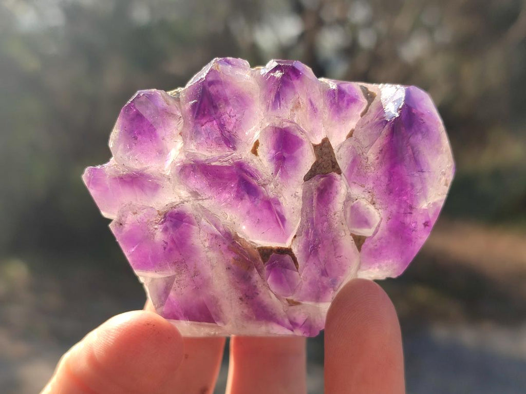 Polished Cascading Skeletal Smokey Window Amethyst Crystals x 4 From Akansobe, Madagascar - Toprock Gemstones and Minerals 