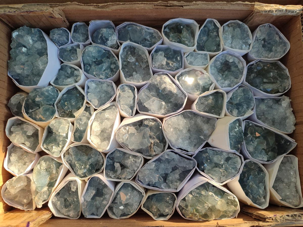 Natural Blue Celestite Specimens x 55 From Sakoany, Madagascar - Toprock Gemstones and Minerals 