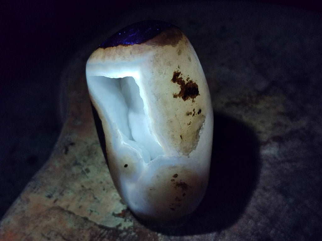 Polished Blue Lace Agate Geodes with Dog Tooth Calcite x 3 From Nsanje, Malawi - Toprock Gemstones and Minerals 
