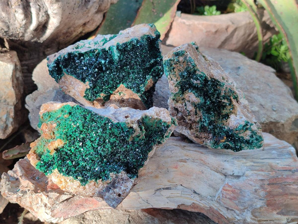 Natural Crystalline Malachite Specimens x 3 From Tenke Fungurume, Congo - Toprock Gemstones and Minerals 