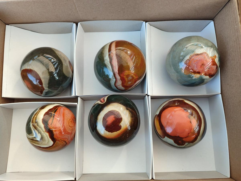 Polished Polychrome Jasper Spheres x 6 From NW Coast, Madagascar - Toprock Gemstones and Minerals 