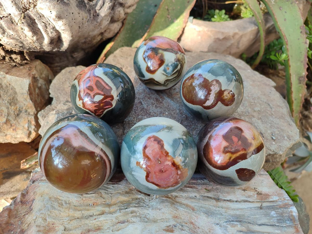 Polished Polychrome Jasper Spheres x 6 From NW Coast, Madagascar - Toprock Gemstones and Minerals 