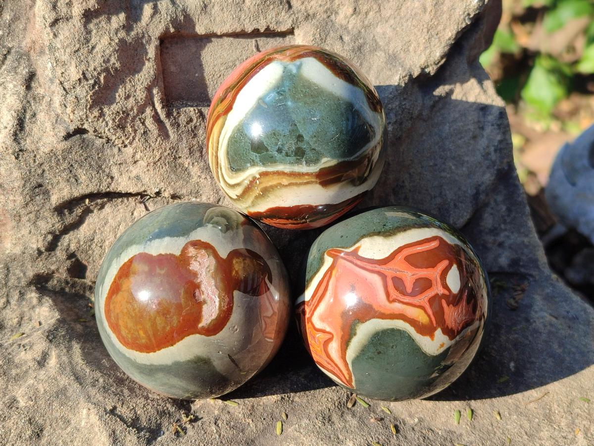 Polished Polychrome Jasper Spheres x 6 From NW Coast, Madagascar - Toprock Gemstones and Minerals 