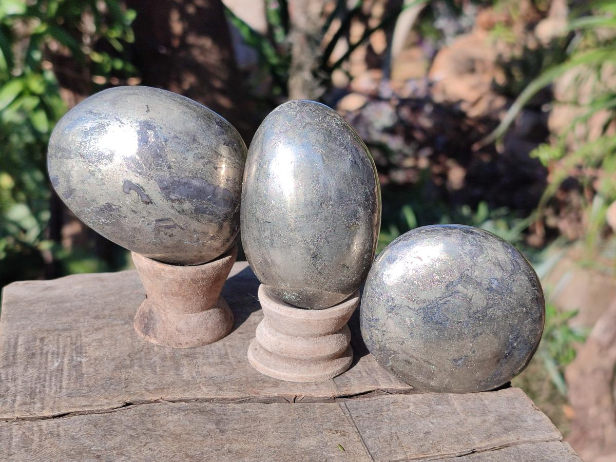 Polished Basalt Pharaoh Stone Galets x 4 From Iron Duke Mine, Zimbabwe - Toprock Gemstones and Minerals 