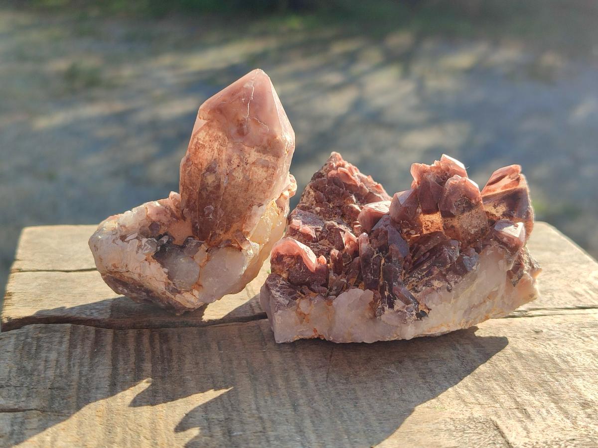 Natural Red Hematoid Quartz Crystals and Clusters x 12 From Karoi, Zimbabwe - Toprock Gemstones and Minerals 