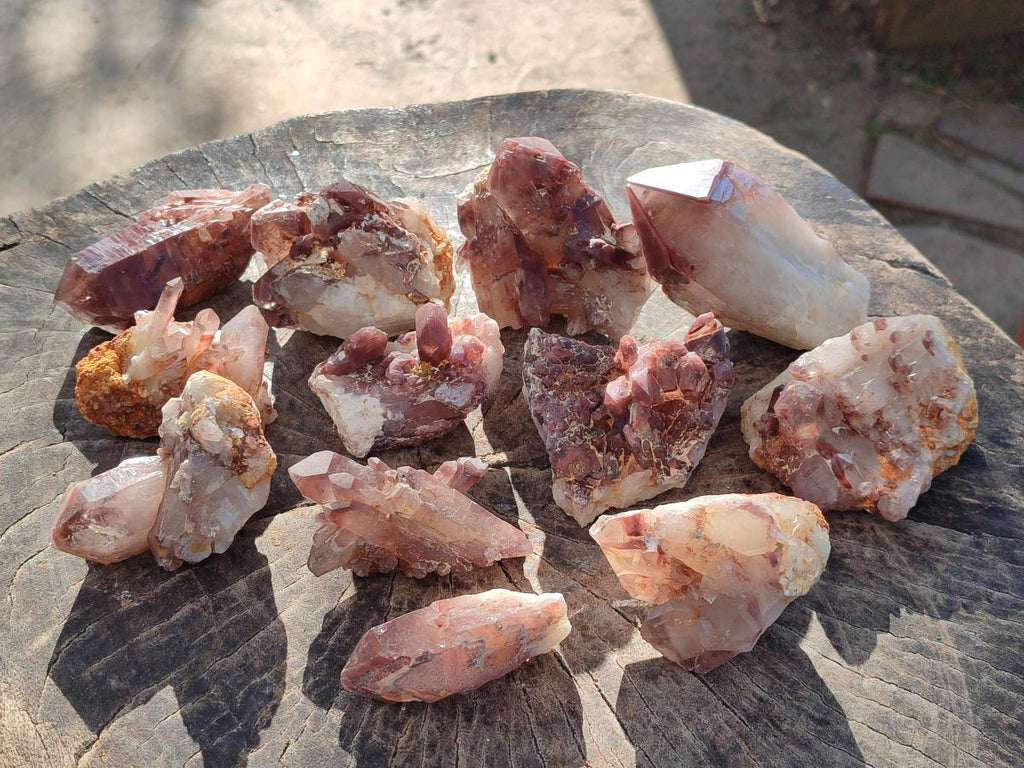 Natural Red Hematoid Quartz Crystals and Clusters x 12 From Karoi, Zimbabwe - Toprock Gemstones and Minerals 