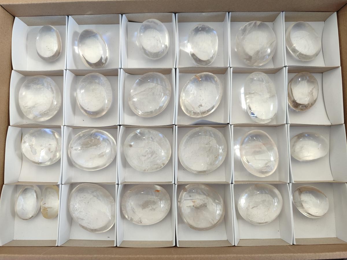 Polished Rock Crystal Galets x 25 From Amoron’i Mania, Madagascar - Toprock Gemstones and Minerals 