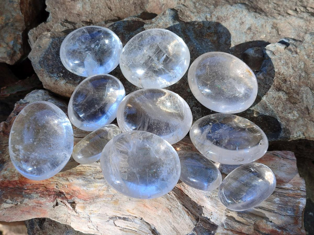 Polished Rock Crystal Galets x 25 From Amoron’i Mania, Madagascar - Toprock Gemstones and Minerals 
