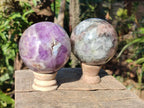 Polished Chevron Amethyst Spheres x 2 From Zambia - Toprock Gemstones and Minerals 