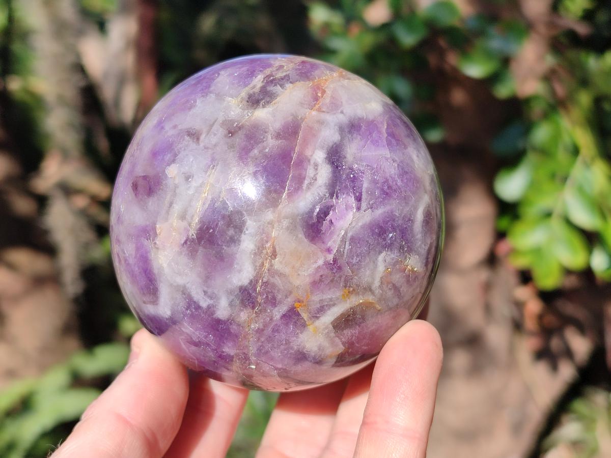 Polished Chevron Amethyst Spheres x 2 From Zambia - Toprock Gemstones and Minerals 