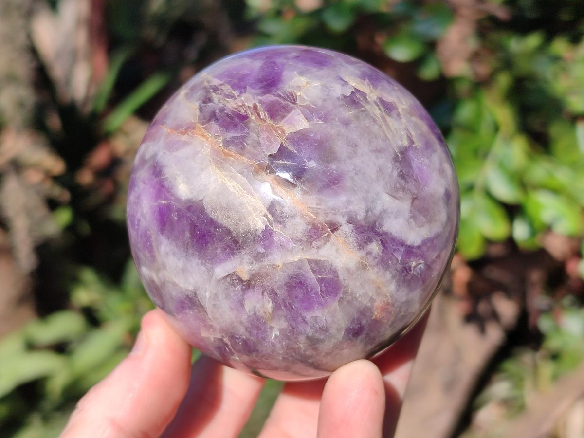Polished Chevron Amethyst Spheres x 2 From Zambia - Toprock Gemstones and Minerals 