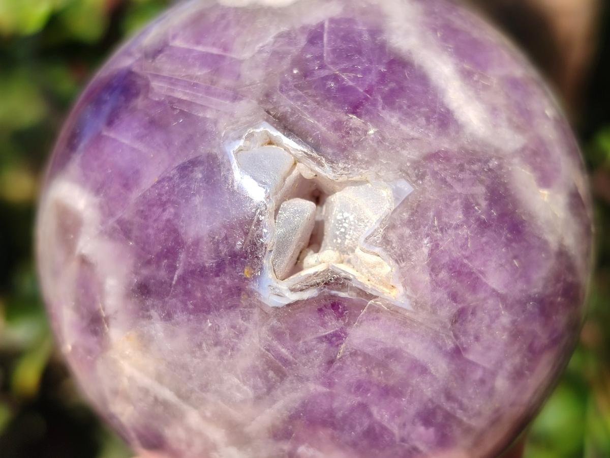 Polished Chevron Amethyst Spheres x 2 From Zambia - Toprock Gemstones and Minerals 