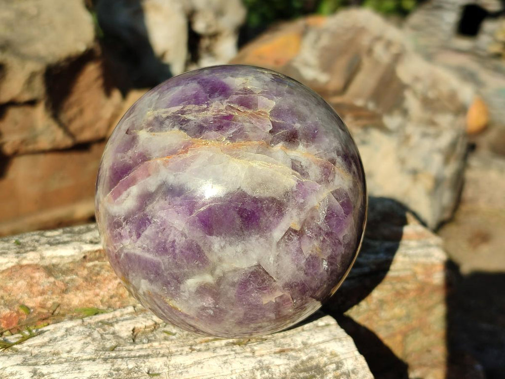 Polished Chevron Amethyst Spheres x 2 From Zambia - Toprock Gemstones and Minerals 