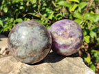 Polished Chevron Amethyst Spheres x 2 From Zambia - Toprock Gemstones and Minerals 