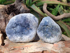 Natural Blue Celestite Geode Specimens x 2 From Sakoany, Madagascar - Toprock Gemstones and Minerals 