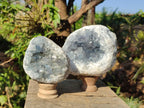 Natural Blue Celestite Geode Specimens x 2 From Sakoany, Madagascar - Toprock Gemstones and Minerals 