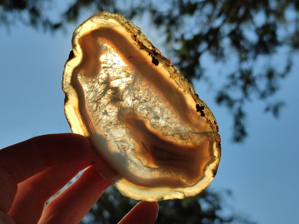 Polished Banded Agate Slices with Natural Edging x 12 From Madagascar - Toprock Gemstones and Minerals 