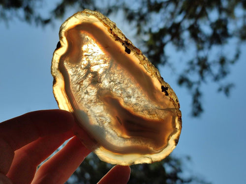 Polished Banded Agate Slices with Natural Edging x 12 From Madagascar - Toprock Gemstones and Minerals 