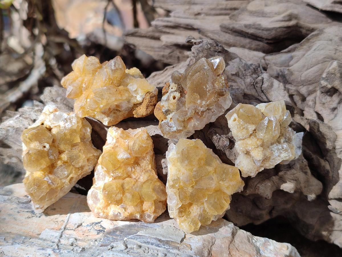 Natural Small Golden Limonite Quartz Clusters x 70 From Solwezi, Zambia - Toprock Gemstones and Minerals 