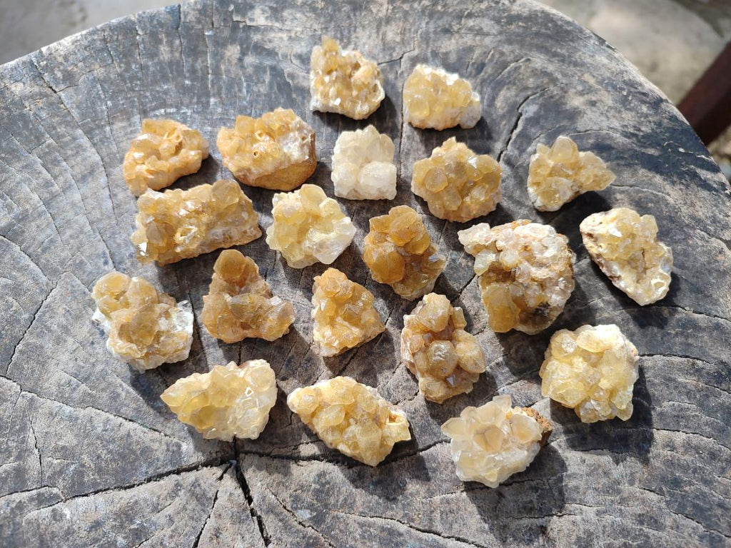 Natural Small Golden Limonite Quartz Clusters x 70 From Solwezi, Zambia - Toprock Gemstones and Minerals 