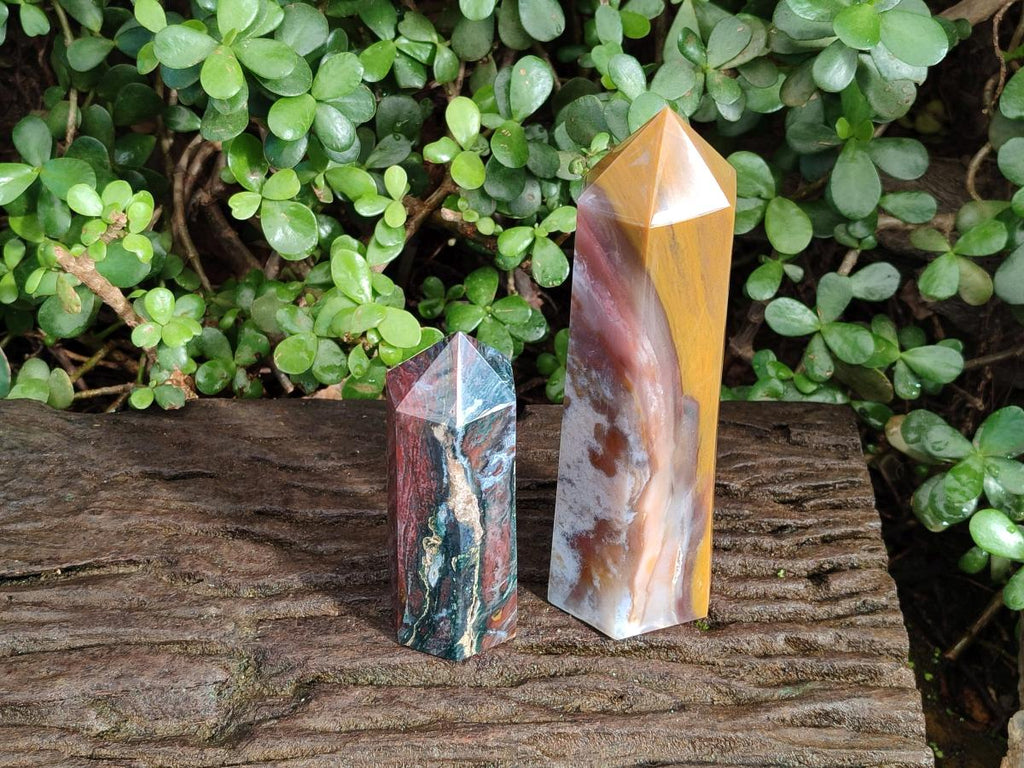 Polished Ocean Jasper Display Crystal and Tower x 2 From Northwest Coast, Madagascar - Toprock Gemstones and Minerals 