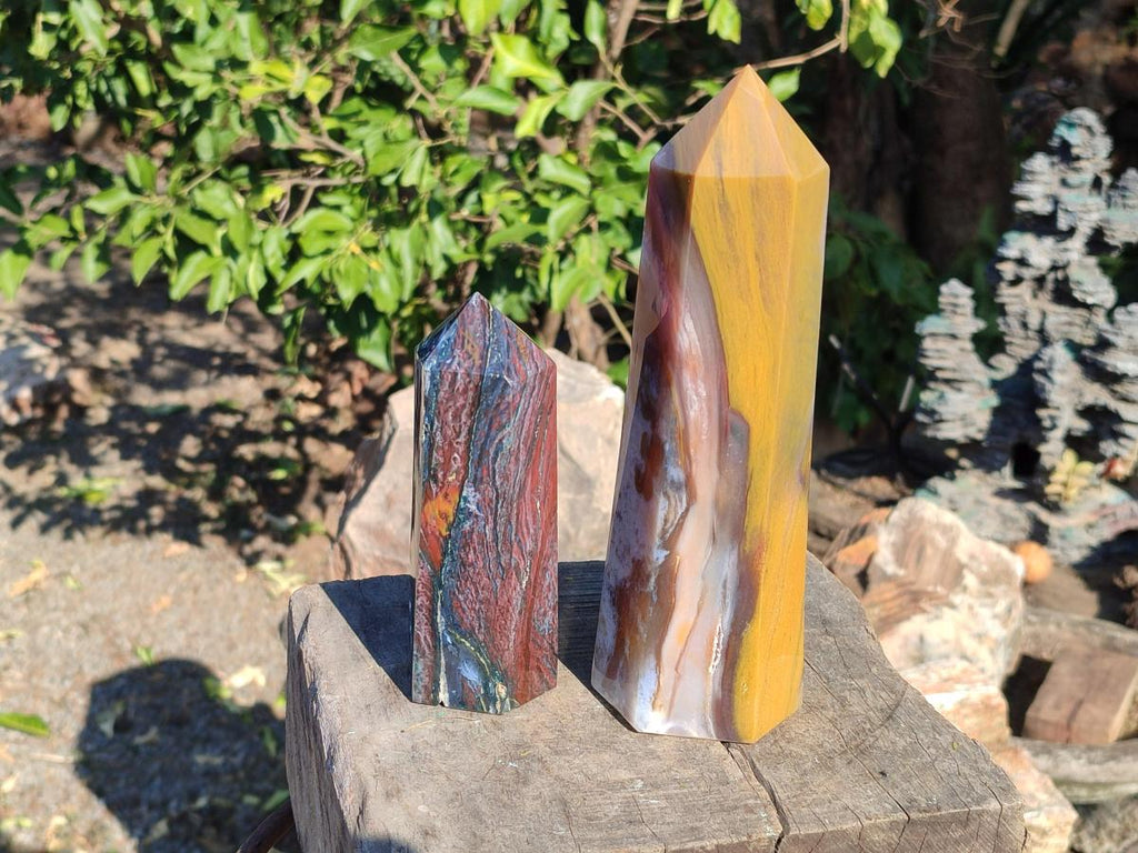 Polished Ocean Jasper Display Crystal and Tower x 2 From Northwest Coast, Madagascar - Toprock Gemstones and Minerals 
