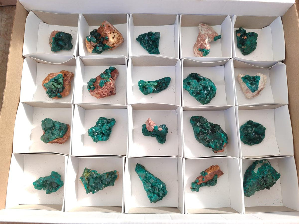 Natural Dioptase on Dolomite Specimens x 20 From Likasi, Congo - Toprock Gemstones and Minerals 