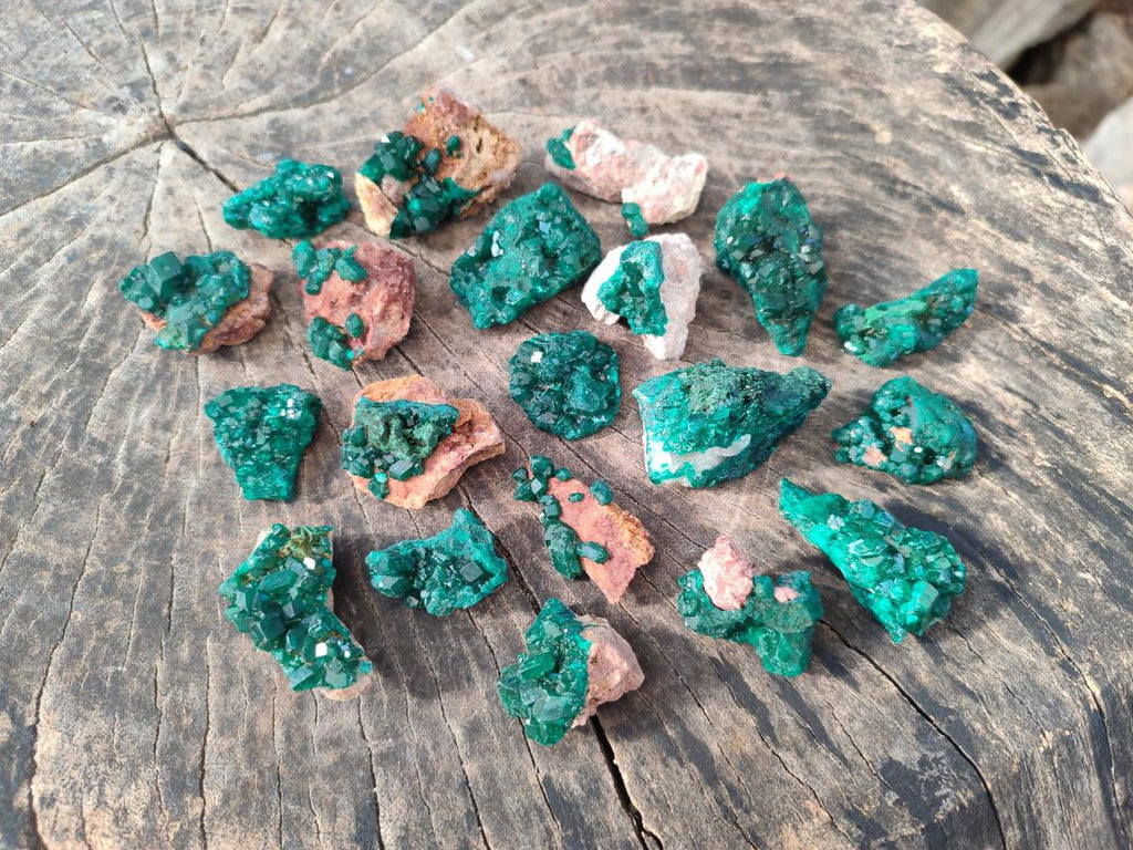 Natural Dioptase on Dolomite Specimens x 20 From Likasi, Congo - Toprock Gemstones and Minerals 