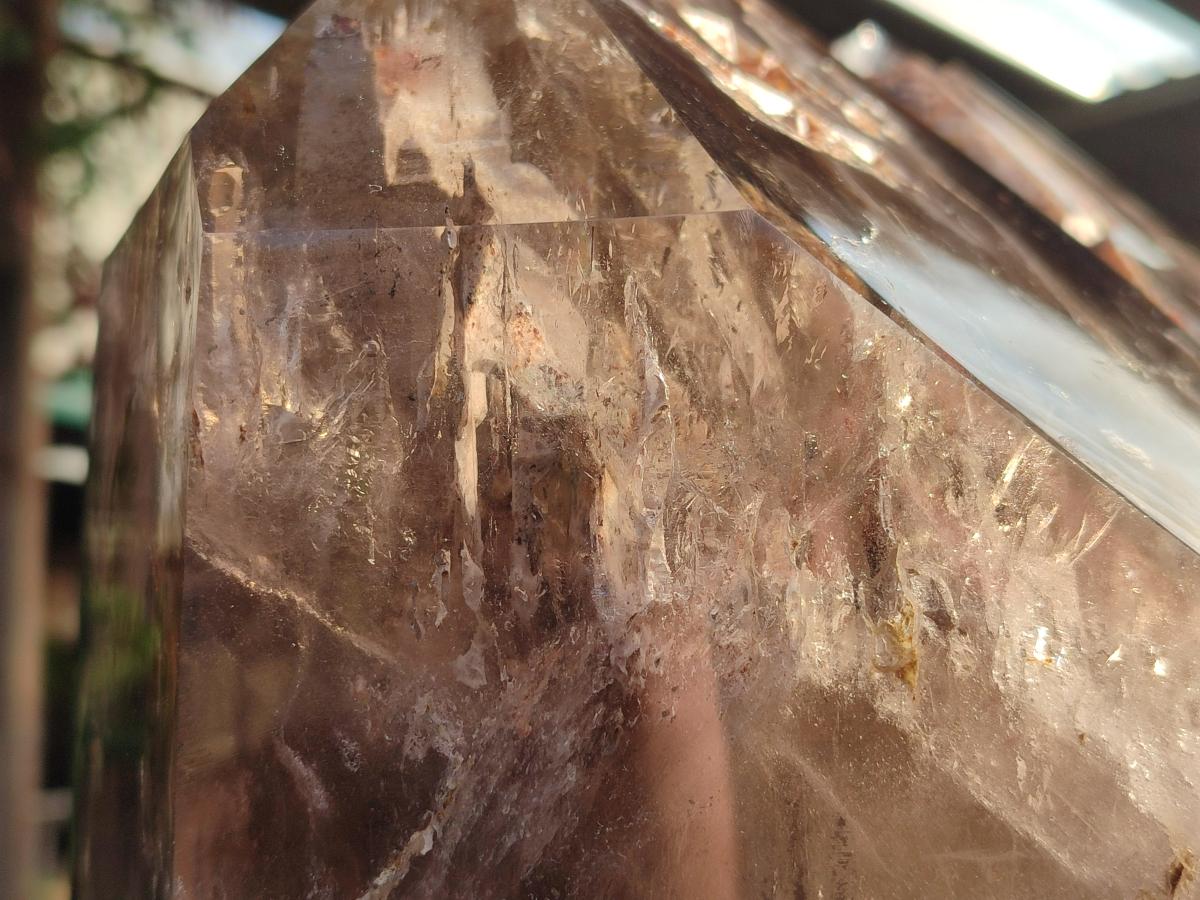 Polished XXL Smokey Window Enhydro Quartz Castle Crystal x 1 From Madagascar - Toprock Gemstones and Minerals 