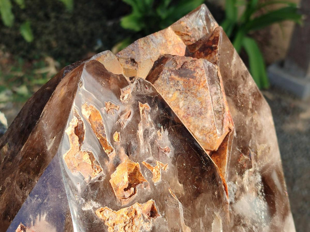 Polished XXL Smokey Window Enhydro Quartz Castle Crystal x 1 From Madagascar - Toprock Gemstones and Minerals 